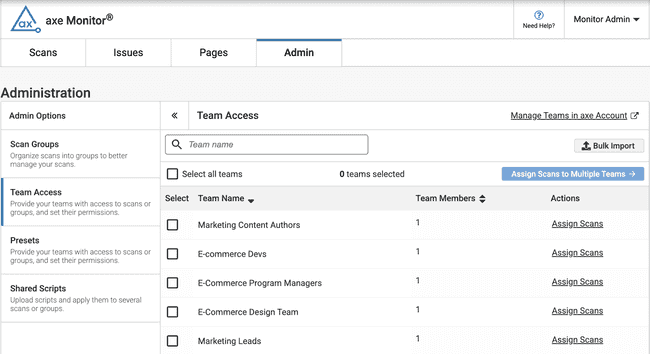 Team Access Page