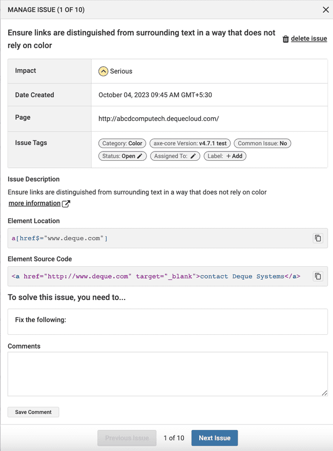 Manage Issues