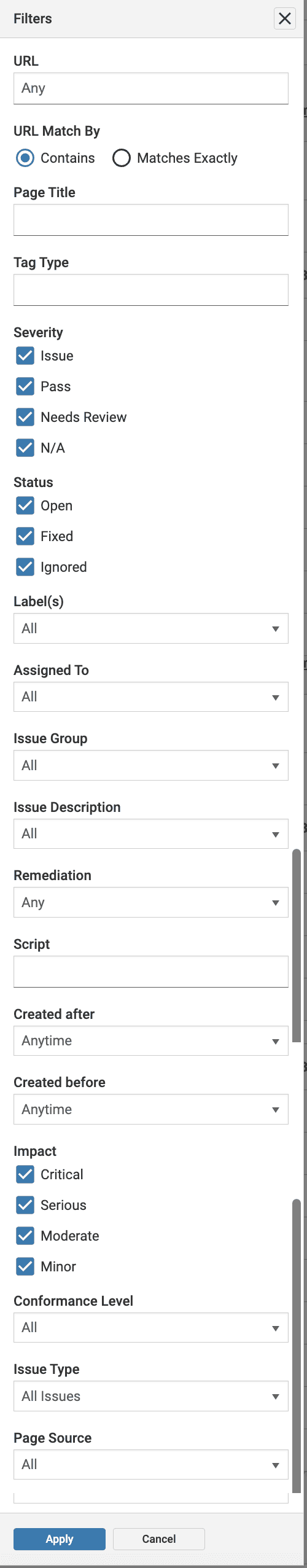 filtering issues exp
