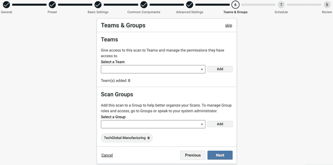 Add Scan Groups