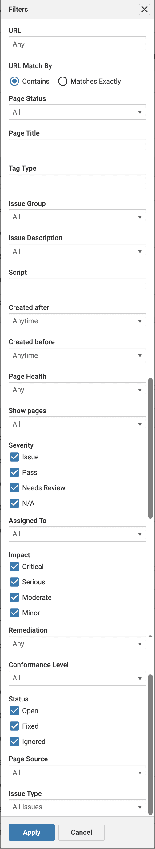 filtering pages exp