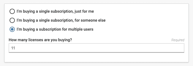 Multi-license purchase with 11 licenses